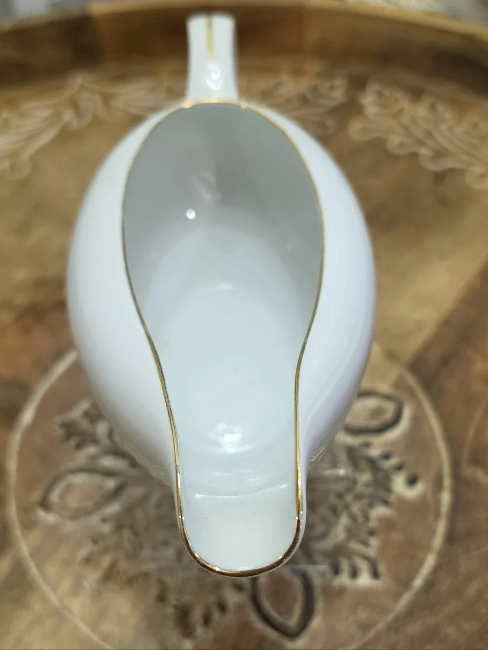 Vintage Golden Harvest Fine China Japan Gravy Boat Wheat Motif Gold Trim MCM Vtg